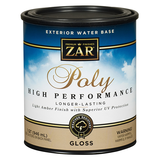 Zar 1 Qt Light Amber Zar Water-Based Exterior Polyurethane Gloss 32612